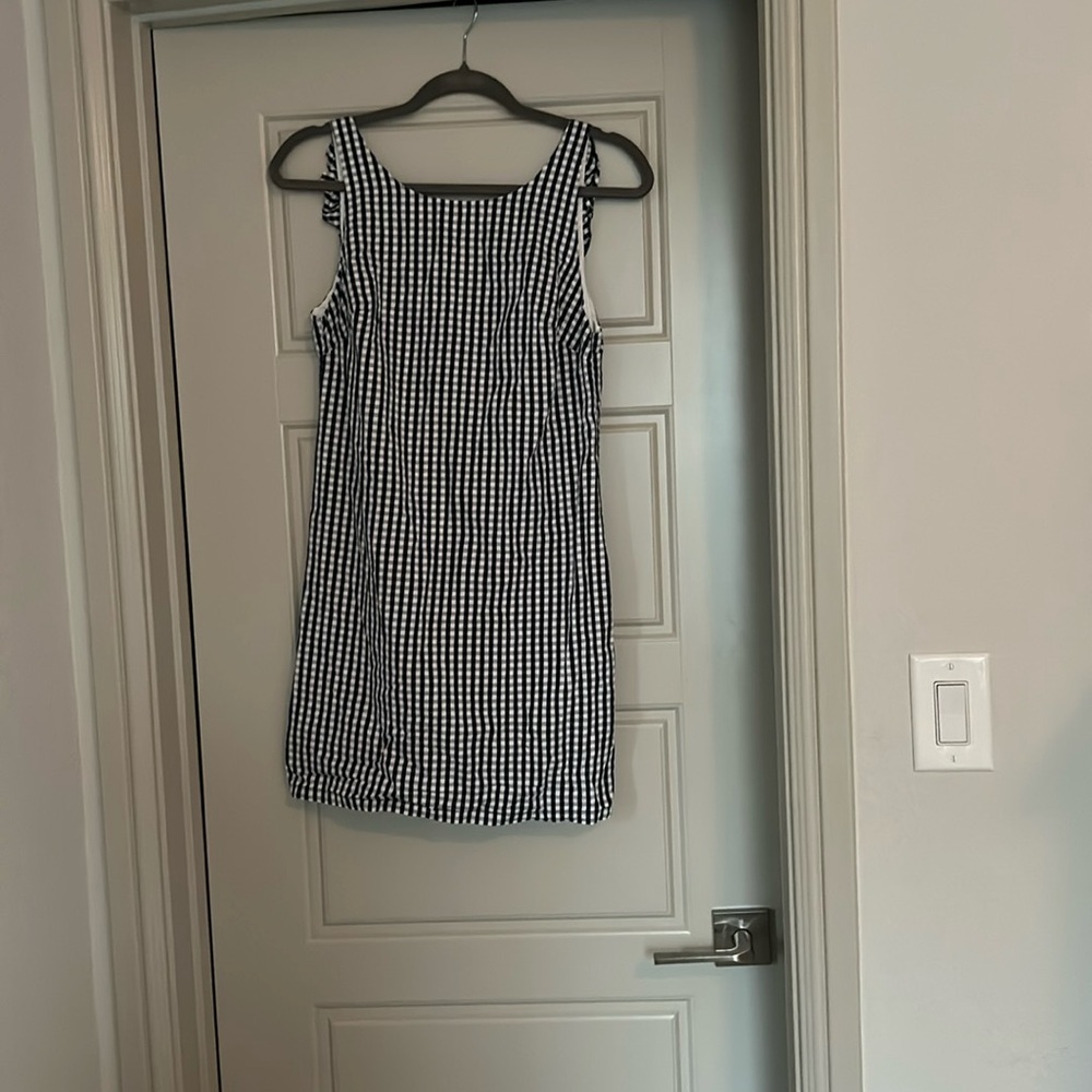 Zara Trafaluc navy and white gingham mini dress